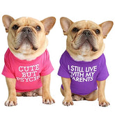 KUTKUT Combo of 2 Pet Dog Breathable Stretchy Round Neck T-Shirt| Pet Puppy Cats Dog Summer Soft Cotton Tshirt | French Bulldog Pug Shirt - kutkutstyle